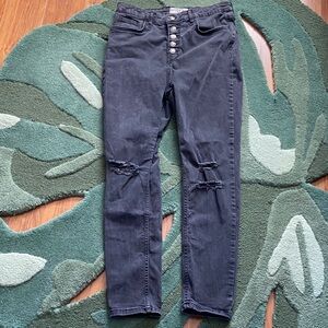 Free People Skinny Distressed Black Jeans 30 GUC